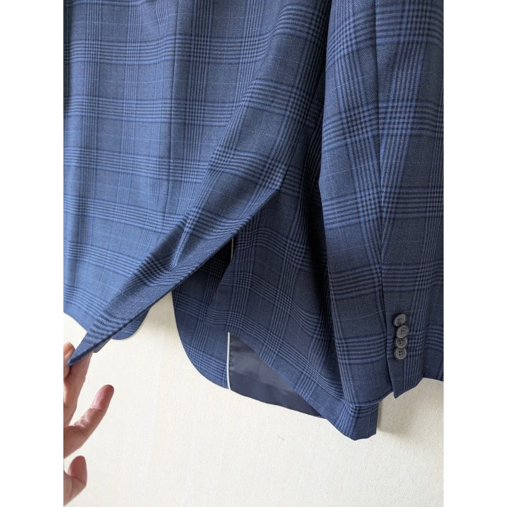 Joseph Abboud Blazer Mens 52R Blue Glen Plaid Wool Heritage Sport Coat 2BT